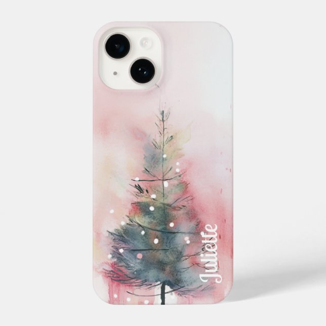 Coque iPhone Arbre de Noël artistique personnalisé boîte téléph (Verso)