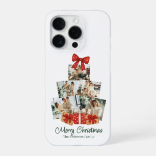Coque iPhone 16 Pro Arbre de Noël familial élégant à l'aquarelle avec