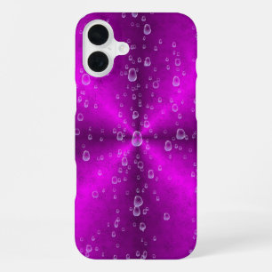 Coque iPhone 16 Plus Arc-en-ciel rose avec gouttes de pluie