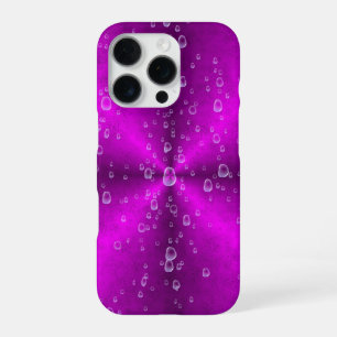 Coque iPhone 16 Pro Arc-en-ciel rose avec gouttes de pluie