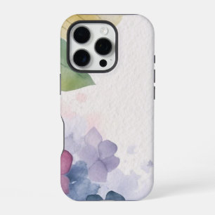 Coque iPhone 16 Pro Arrière - plan Abstrait Floral Hydrangea Watercolo
