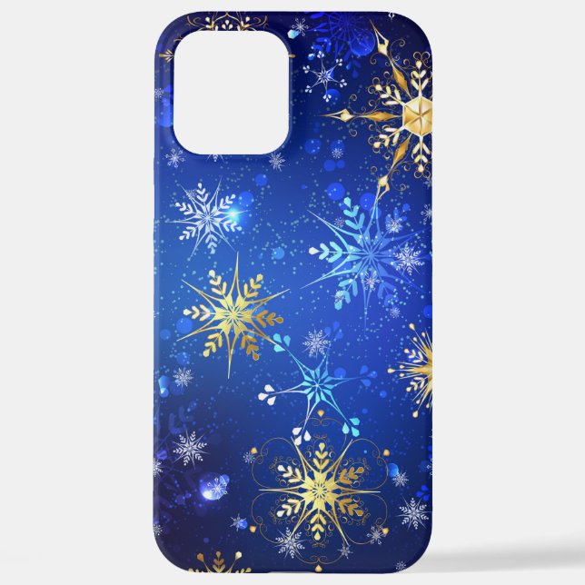 Coque iPhone Arrière - plan Bleu XMAS avec des flocons de neige (Verso)