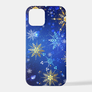Coque iPhone 12 Pro Arrière - plan Bleu XMAS avec des flocons de neige