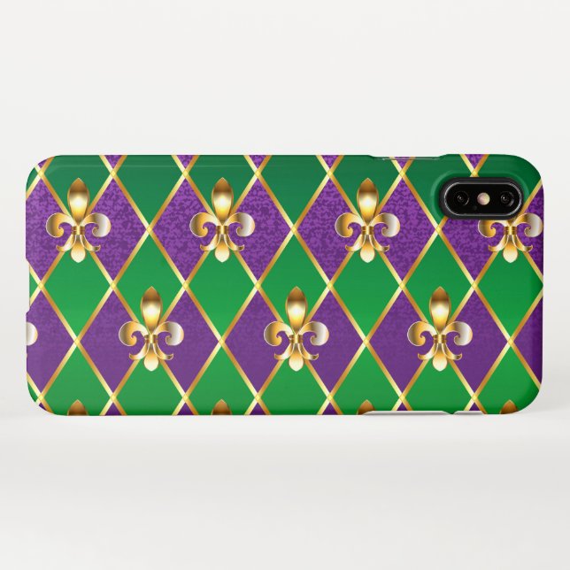 Coque iPhone Arrière - plan de bijoux Mardi Gras (Dos Horizontal)