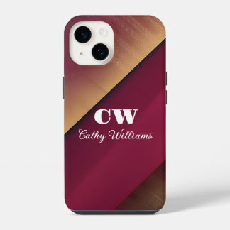 Coque Pour iPhone 14 Arrière - plan de Bourgogne et d'or