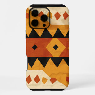 Coque iPhone 16 Pro Max Arrière-plan de design africain en marron et noir