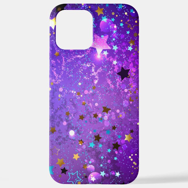 Coque iPhone Arrière - plan de feuille violet avec étoiles (Verso)