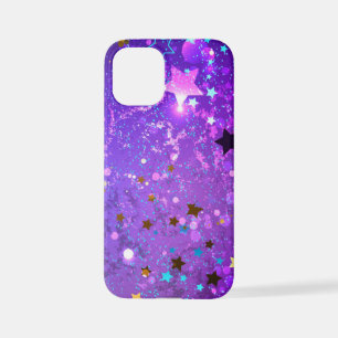 Coque iPhone 12 Mini Arrière - plan de feuille violet avec étoiles