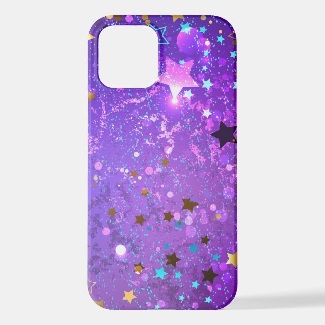 Coque iPhone Arrière - plan de feuille violet avec étoiles (Verso)