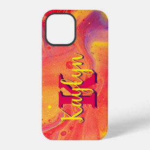 Coque iPhone 12 Pro Art de flux acrylique rouge violet sauvage