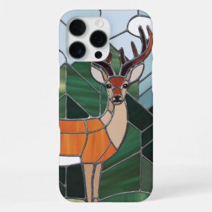 Coque iPhone 16 Pro Max Art de verre coloré, style de cerf en verre coloré