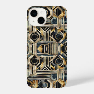 Coque Pour iPhone 14 Art-deco marble Black and gold Jazzy Geometric
