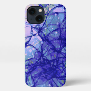 Etui iPhone 13 Art fluide Abstrait Lilac Bleu