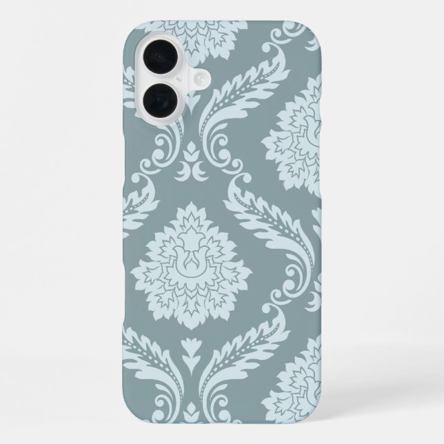 Coque iPhone Art Rococo Damassé I Bleu Canard+Turquoise (Verso)