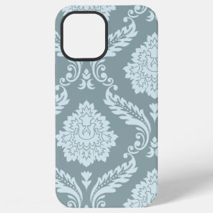 Coque iPhone 12 Pro Max Art Rococo Damassé I Bleu de Canard Œuf+Turquoise