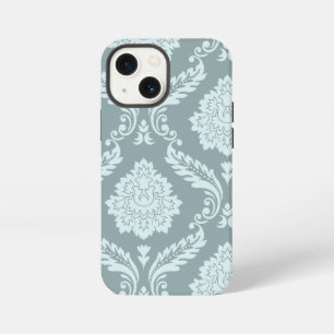 Etui iPhone 13 Mini Art Rococo Damassé I Bleu d'Oeuf de Canard+Turquoi
