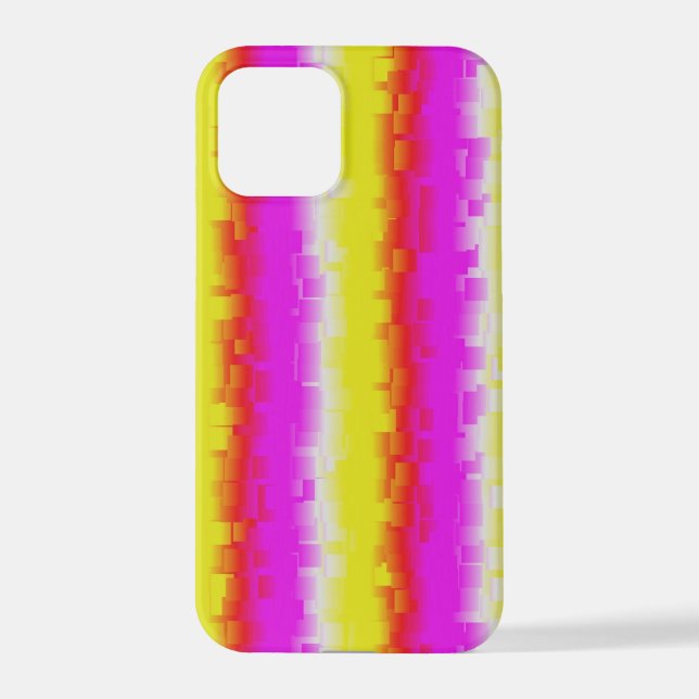 Coque iPhone Artdeco rose Jaune Artdeco Arc-en-ciel rayures (Verso)