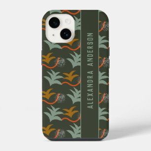 Coque Pour iPhone 14 Artsy Dark Green Motif d'art Abstrait personnalisé