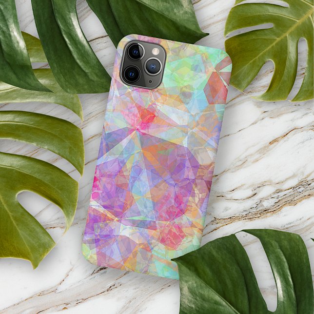 Coque iPhone Artsy violet rose bleu vert Polygone mosaïque Art (Créateur téléchargé)