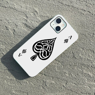 Coque Pour iPhone 14 As de pique Carte à jouer noir et blanc