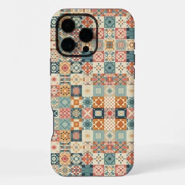 Coque iPhone Aspect vieilli et quilté patchwork (Verso)