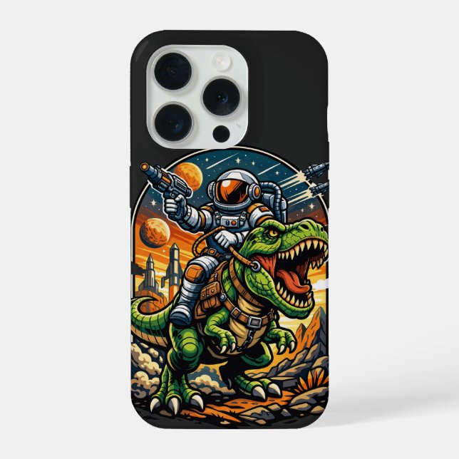 Coque iPhone Astronaut Riding a T-Rex – Epic Space Dinosaur (Verso)