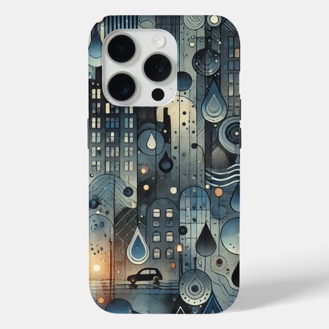coque iphone avec une atmosphère de ville pluvieus (Verso)