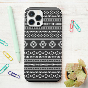 Coque iPhone 12 Pro Max Aztec blanc gris noir Motifs mélangés Motif