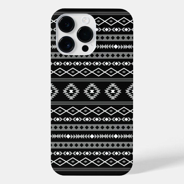 Coque iPhone Aztec blanc gris noir Motifs mélangés Motif (Verso)