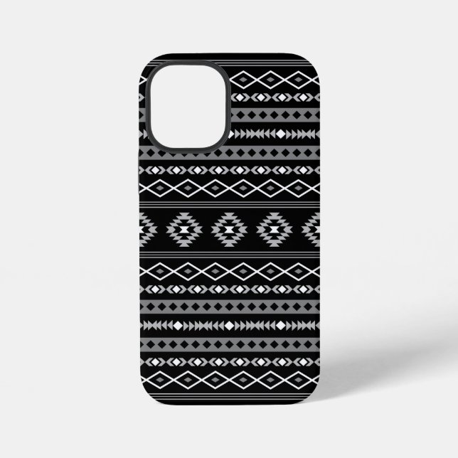 Coque iPhone Aztec blanc gris noir Motifs mélangés Motif (Verso)