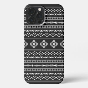 Etui iPhone 13 Pro Max Aztec blanc gris noir Motifs mélangés Motif