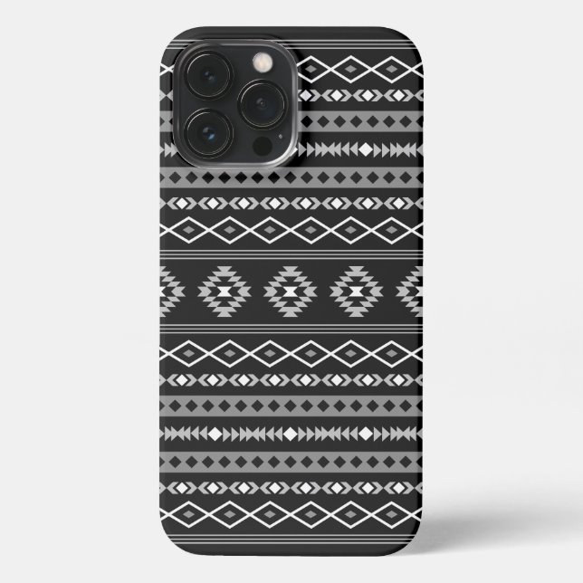 Coque iPhone Aztec blanc gris noir Motifs mélangés Motif (Verso)