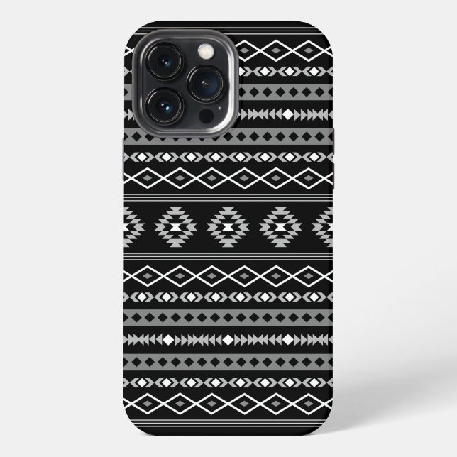 Coque iPhone Aztec blanc gris noir Motifs mélangés Motif (Verso)