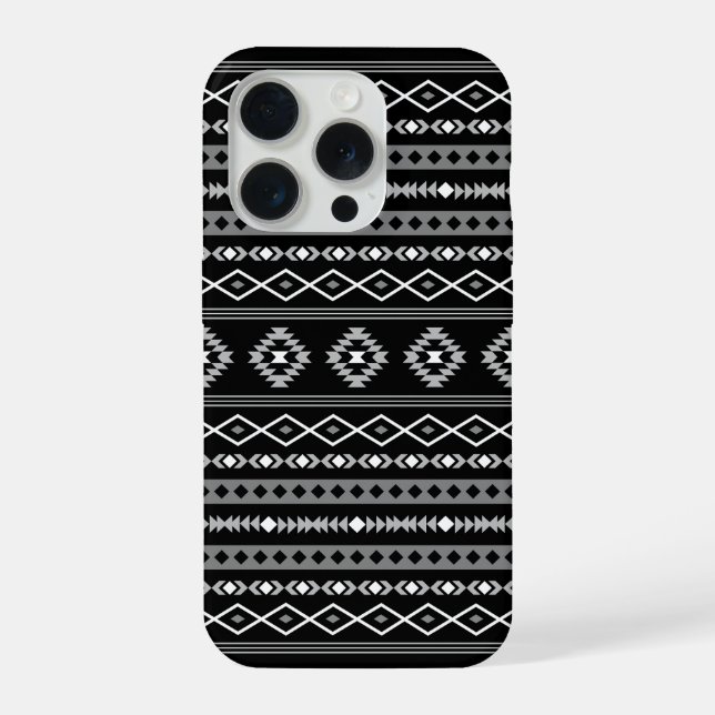 Coque iPhone Aztec blanc gris noir Motifs mélangés Motif (Verso)