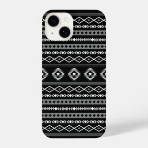 Coque Pour iPhone 14 Aztec blanc gris noir Motifs mélangés Motif