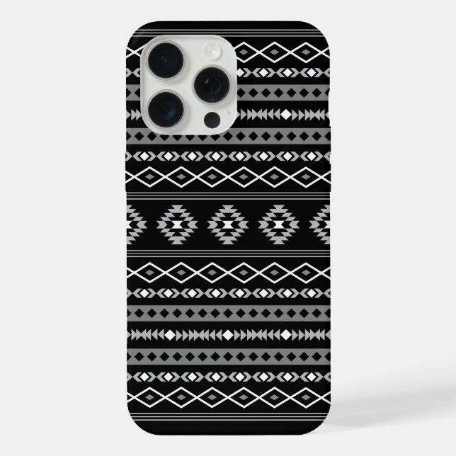 Coque iPhone Aztec blanc gris noir Motifs mélangés Motif (Verso)