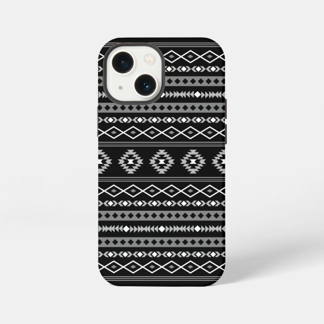 Coque iPhone Aztec blanc gris noir Motifs mélangés Motif (Verso)