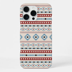 Coque iPhone 16 Pro Max Aztec Blue Red Black Cream Mixte Motifs Motif