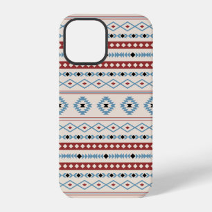 Coque iPhone 12 Pro Aztec Blue Red Black Cream Mixte Motifs Motif