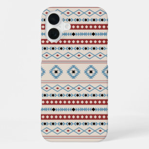 Coque iPhone 16 Plus Aztec Blue Red Black Cream Mixte Motifs Motif