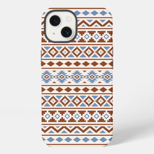 Coque iPhone Aztec Essence Motif II Crème bleu rouille (Verso)