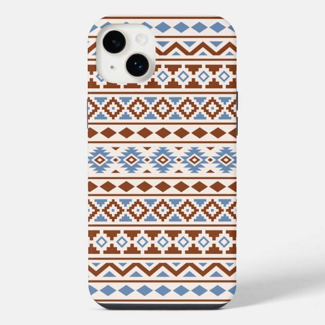 Coque iPhone Aztec Essence Motif II Crème bleu rouille (Verso)