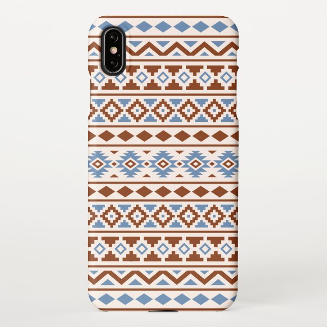 Coque iPhone Aztec Essence Motif II Crème bleu rouille (Dos)