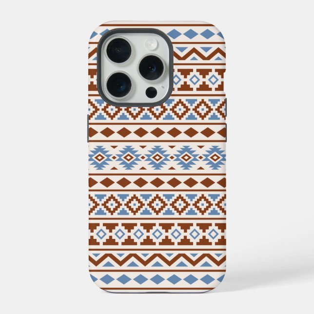 Coque iPhone Aztec Essence Motif II Crème bleu rouille (Verso)