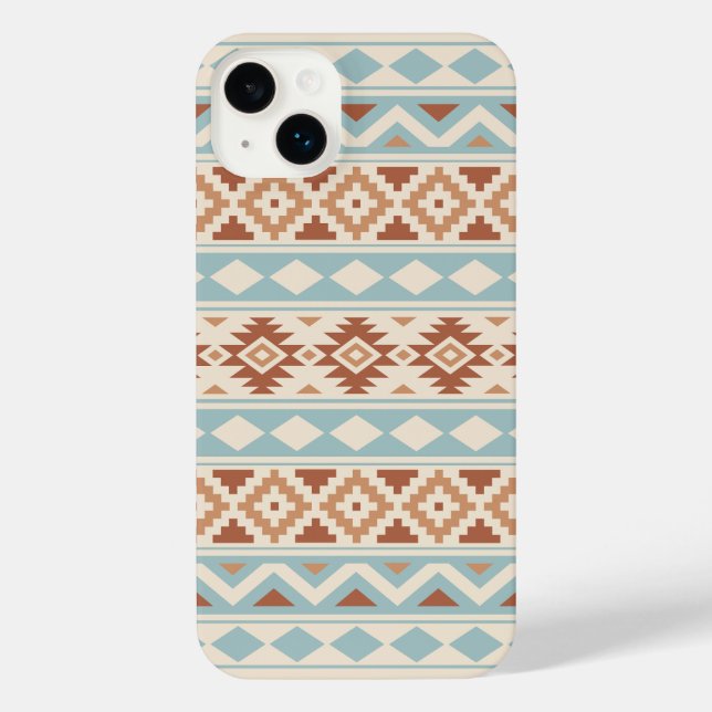 Coque iPhone Aztec Essence Ptn III b Crème Terracottas Bleues (Verso)