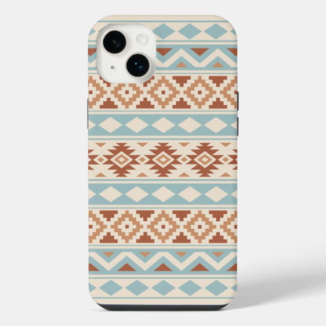 Coque iPhone Aztec Essence Ptn III b Crème Terracottas Bleues (Verso)