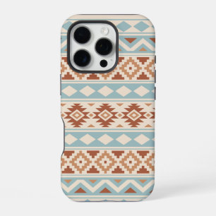 Coque iPhone 16 Pro Aztec Essence Ptn III b Crème Terracottas Bleues