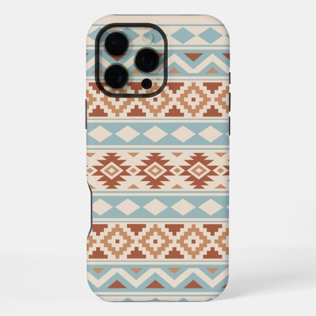 Coque iPhone Aztec Essence Ptn III b Crème Terracottas Bleues (Verso)