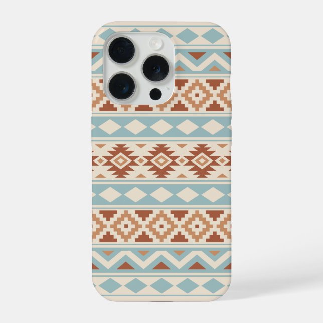 Coque iPhone Aztec Essence Ptn III b Crème Terracottas Bleues (Verso)