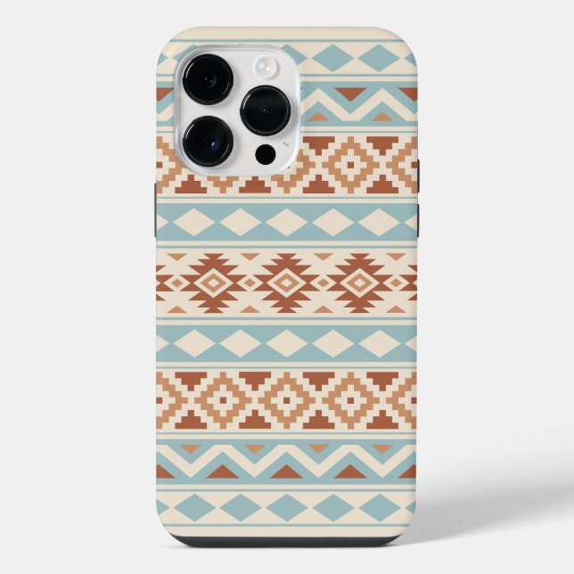 Coque iPhone Aztec Essence Ptn III b Crème Terracottas Bleues (Verso)